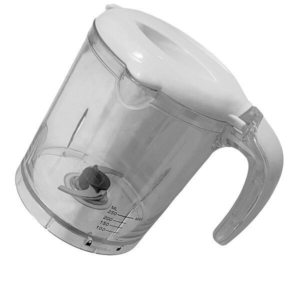 Mini Electric Food Chopper 250ml Replacement Jar White Lid Clear Plastic Bowl - Picture 5 of 7